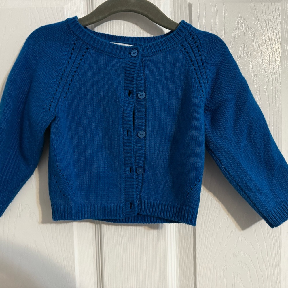 Jacadi Wool Blue Button-Up Cardigan